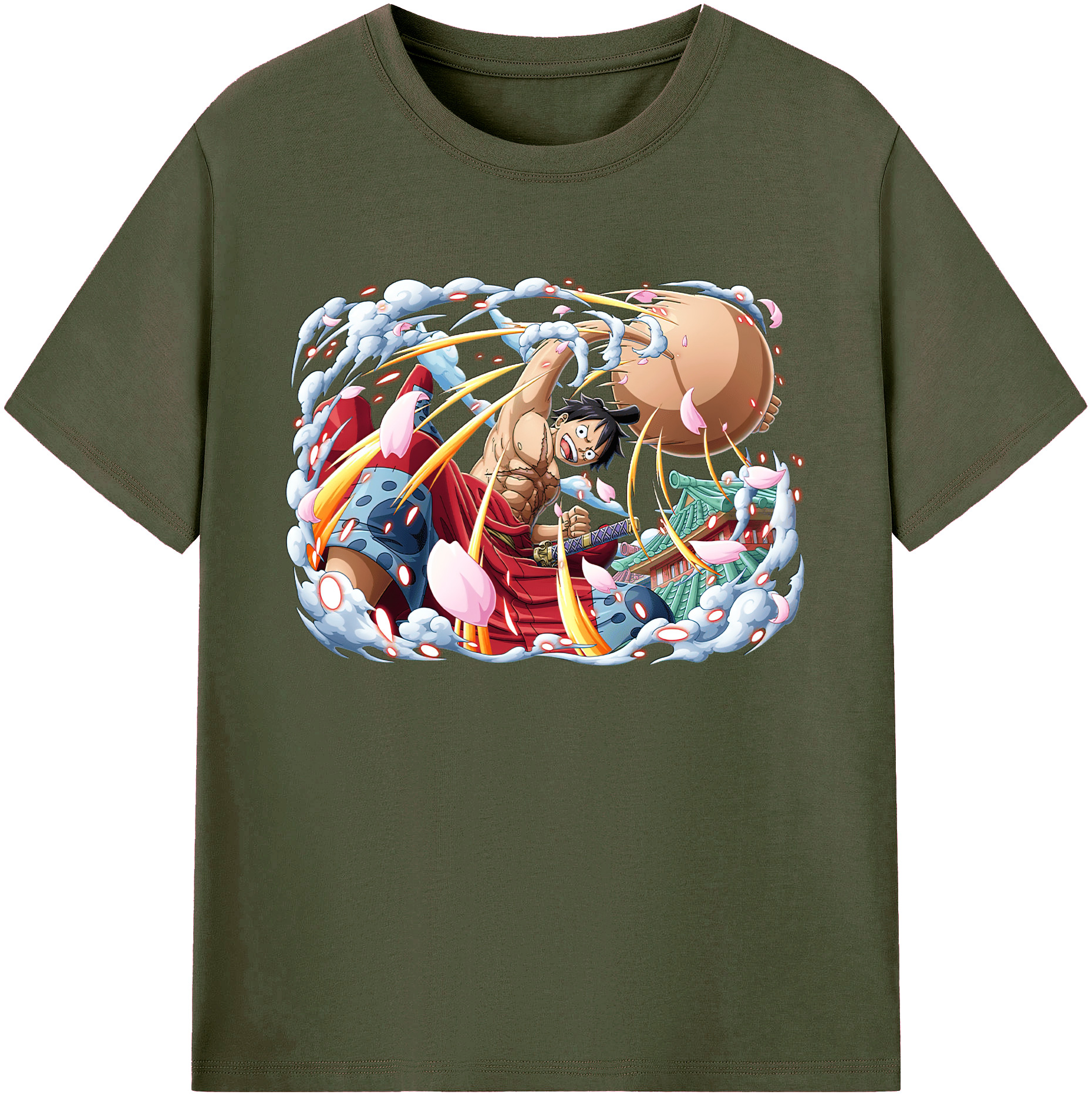 ワンピース モンキー・D・ルフィ ONE PIECE Monkey D. Luffy 綿100％ メンズ半袖Tシャツ｜肌触りやわらか＆通気性
